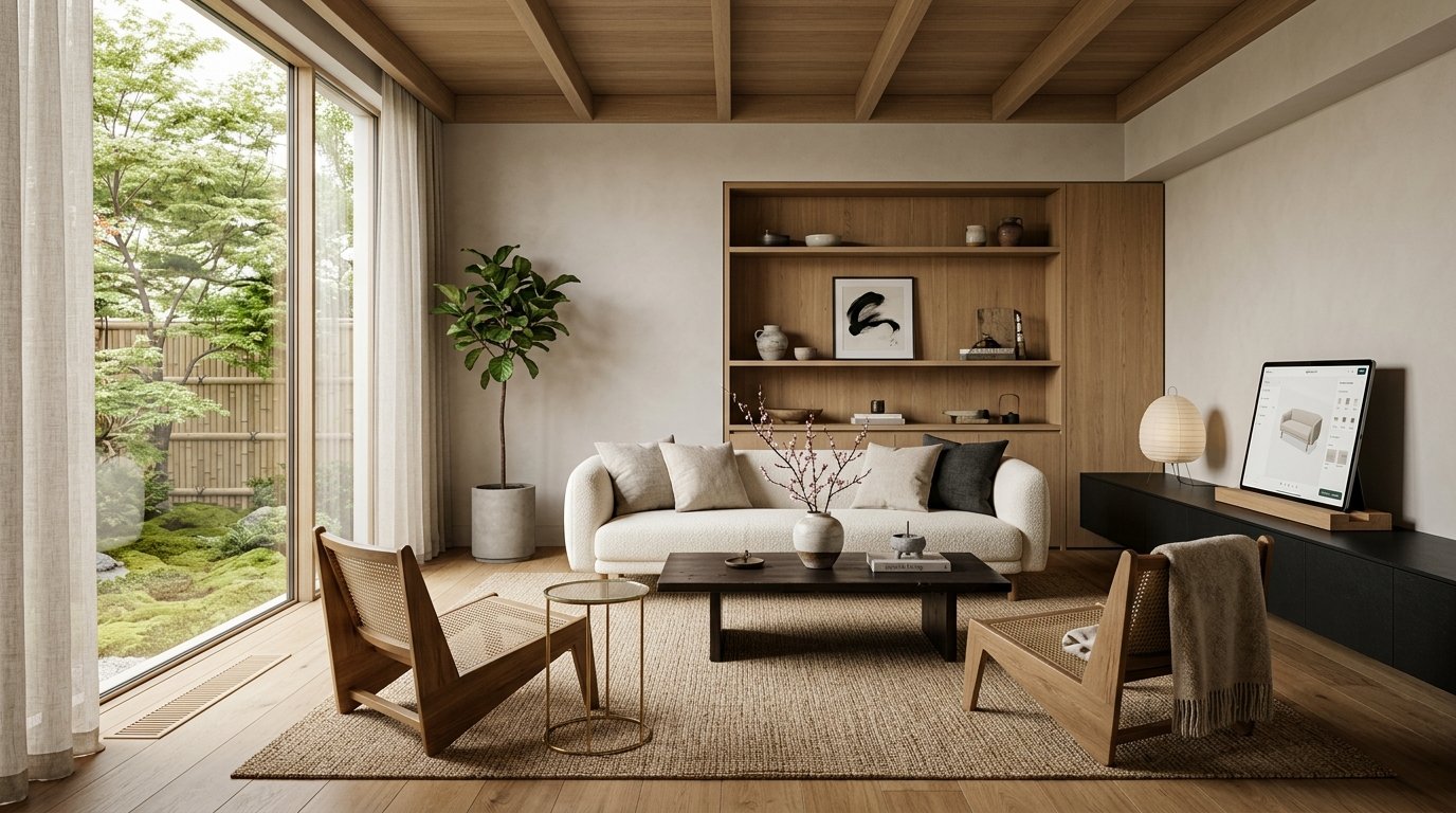 How to Create a Japandi Living Room with AI: Your Guide