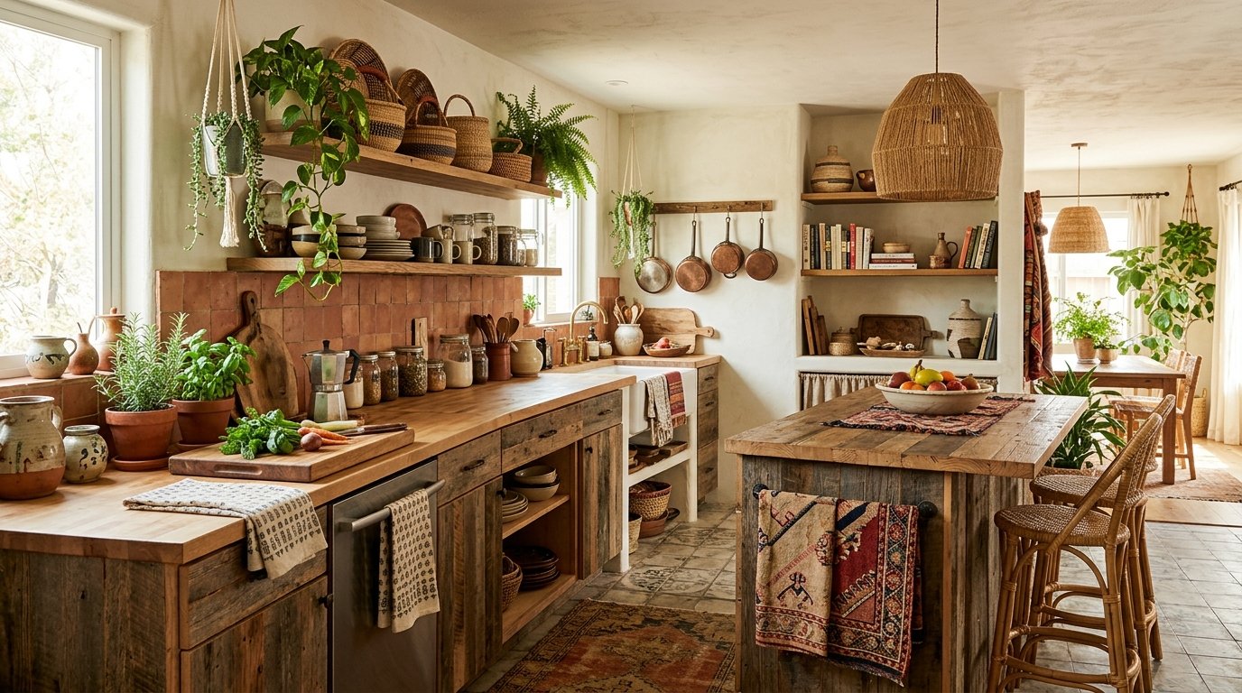 Boho Kitchen Design: Earthy, Open, Full of Character