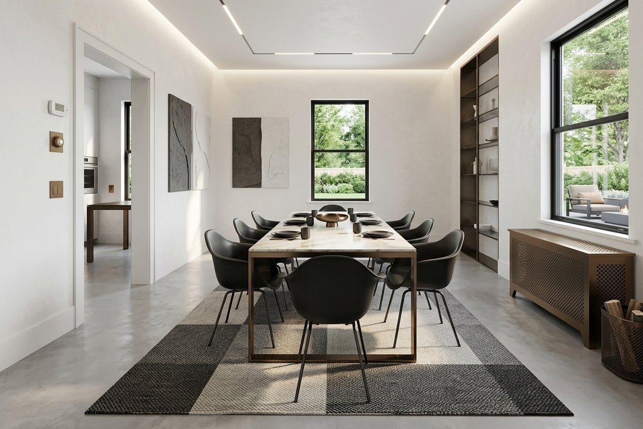 Redesign this Backyard furnished with premium home decor in a premium Modern Minimalist style. Ensure ultra-high fidelity, 8k architectural render, photographic lens, cinematic lighting. Do not change architectural structure unless absolutely necessary.