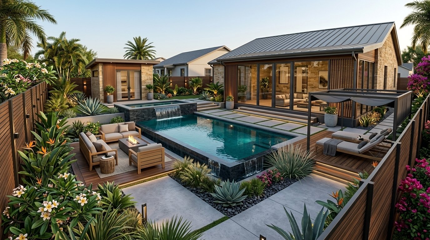 Modern full garden design redesign AI visualiser by RYY