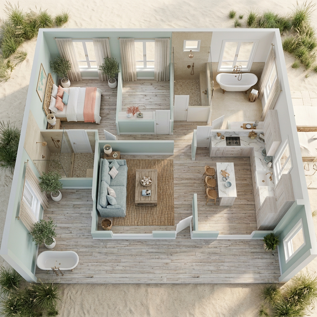 Coastal Beach living-room Redesign