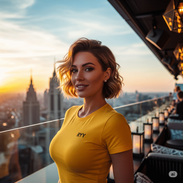 women yellow baclony